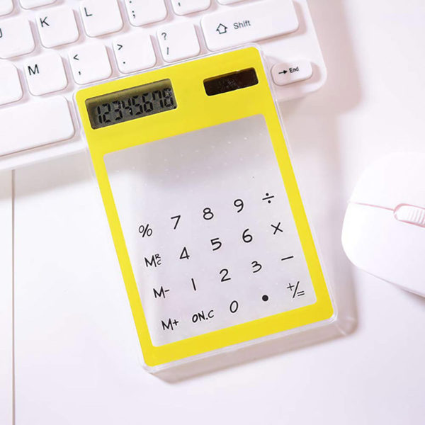 Calculatrice solaire colorée transparente | Jaune