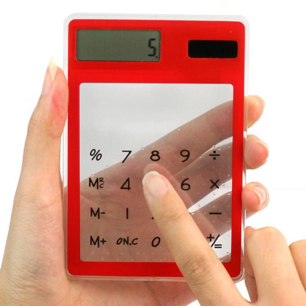 Calculatrice solaire colorée transparente | Rouge