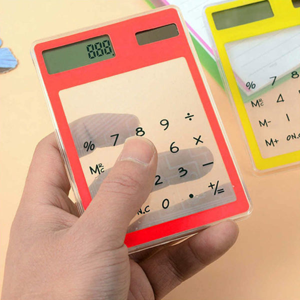 Calculatrice solaire colorée transparente | Jaune