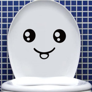 Playful smiling toilet sticker