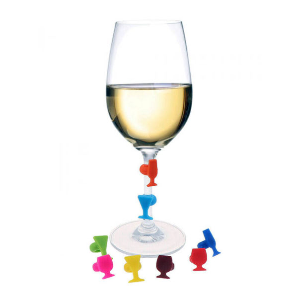 8 silicone wine glass shaped markers