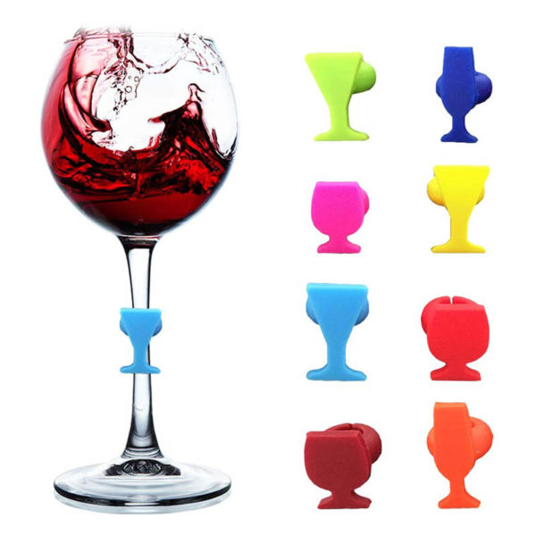 8 silicone wine glass shaped markers