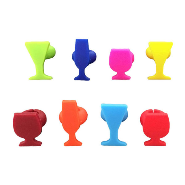 8 silicone wine glass shaped markers