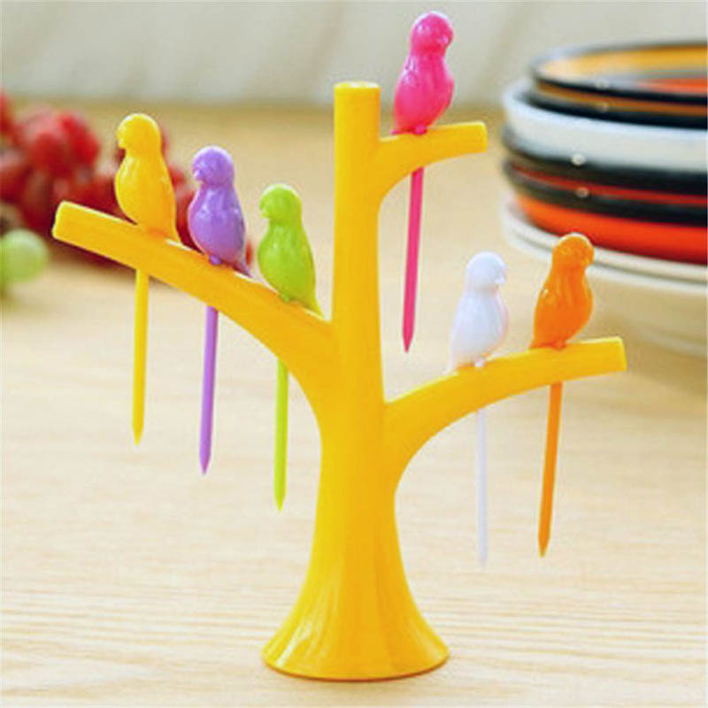 Set De 3 Piques à Fruits Et Sandwichs En Forme D'Oiseau - Accessoires Réutilisables Pour Fêtes