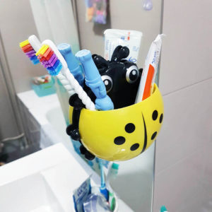 Adorable Ladybug toothbrush holder | Yellow