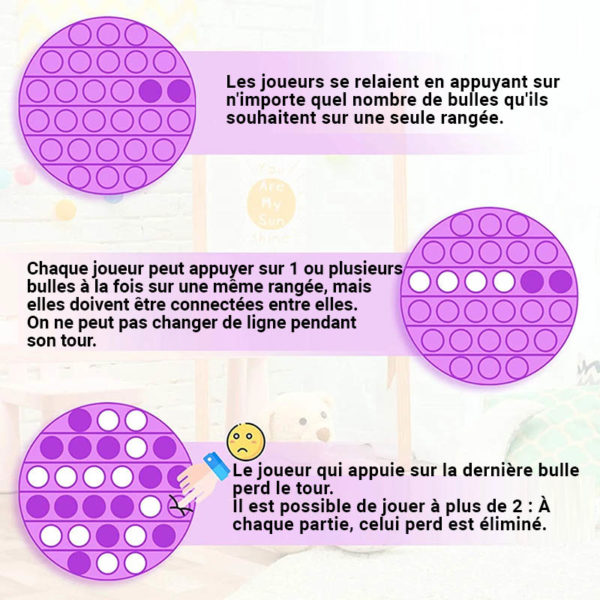 Jeu multifonction ludique “Pop” en silicone carré | Violet