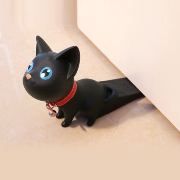 Adorable Cat Door Stopper | Black