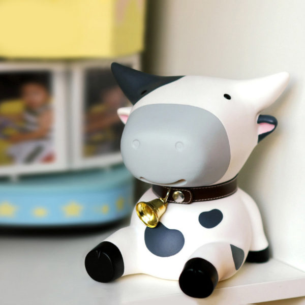 Adorable Cow Piggy Bank | White