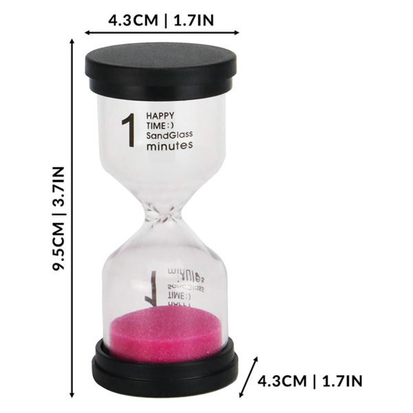Adorable colored glass hourglass 1 min | Pink