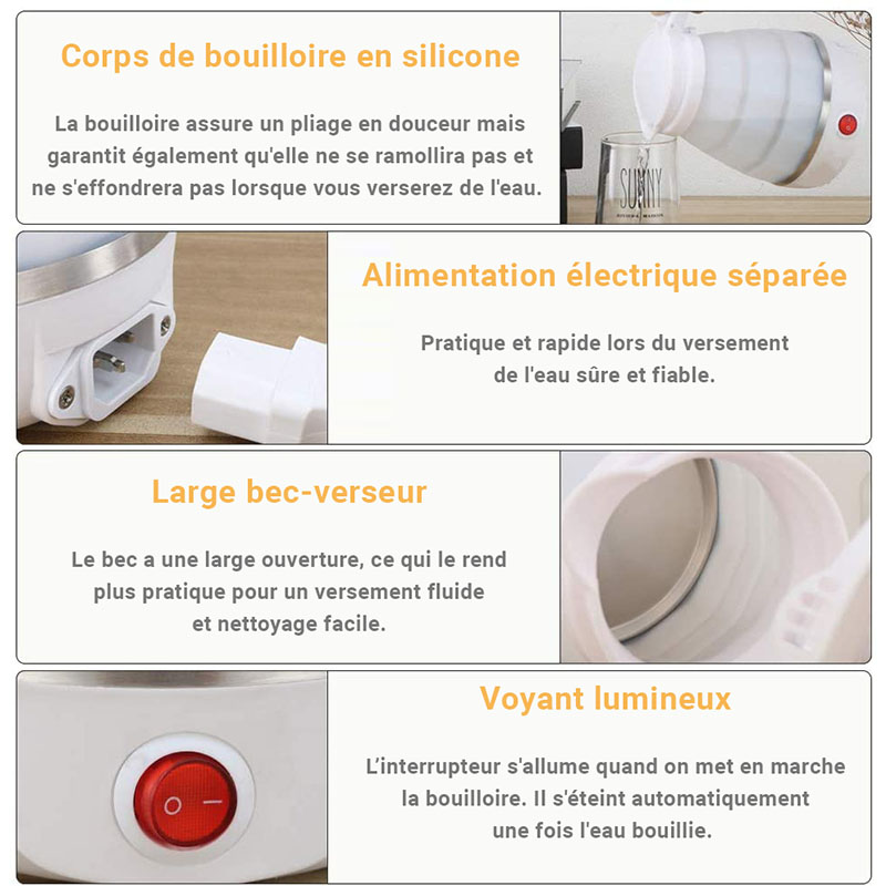 Bouilloire pliable électrique de 0,6L blanc Vendos85 