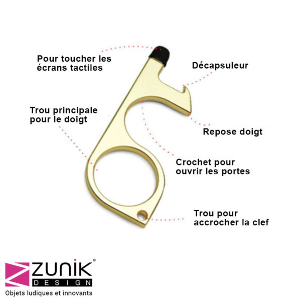 Clef hygiénique multifonction | Zinc