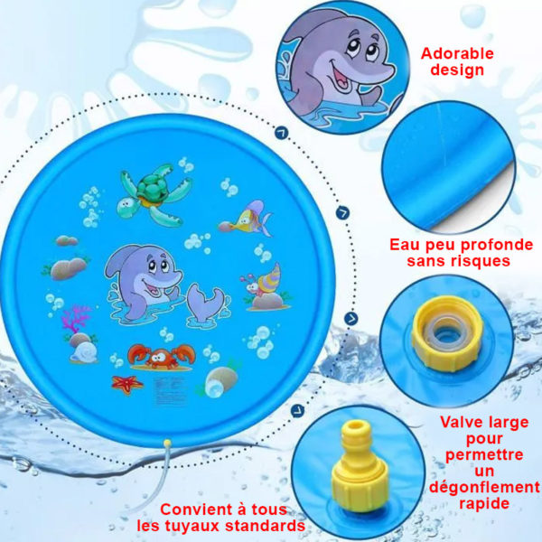 Tapis gonflable de Jeux d’eau pour enfants Ø 150cm