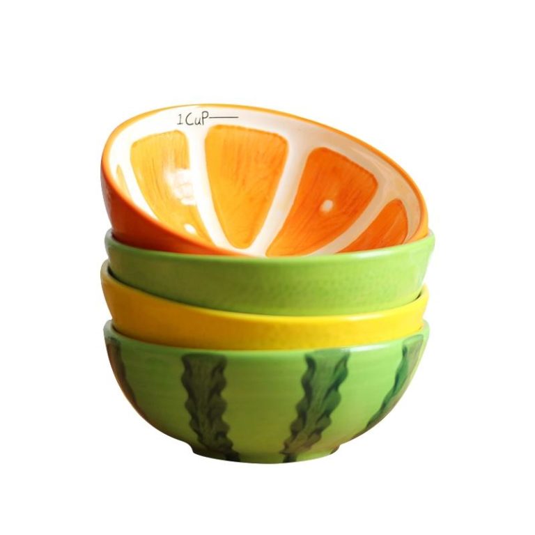 Vaisselle Décorative Main Lot De 4 Bols Céramique Citron Excelsa