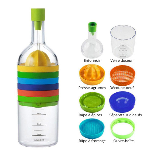 8-in-1 bottle of 8 colorful cookware