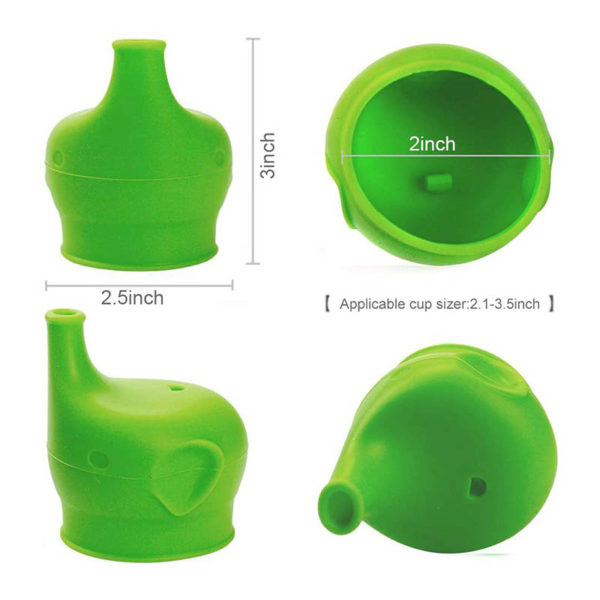 Couvercle bébé éléphant en silicone pour verre | Vert