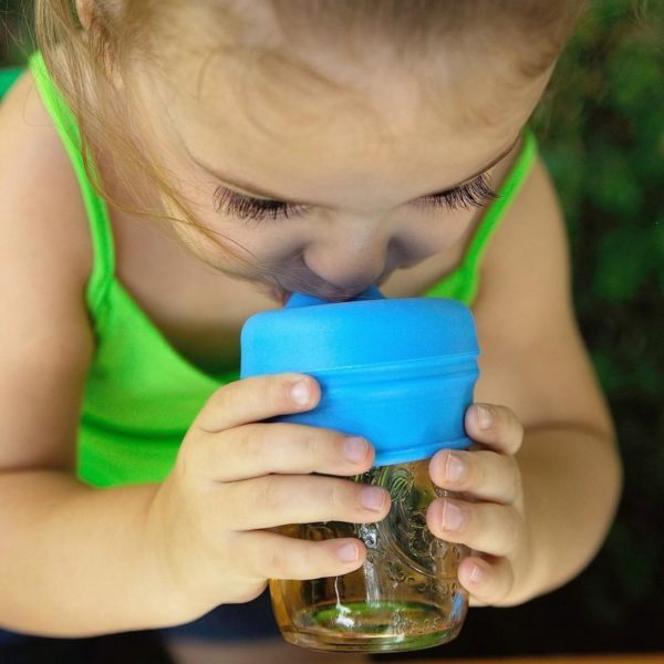 Couvercle bébé éléphant en silicone pour verre | Bleu