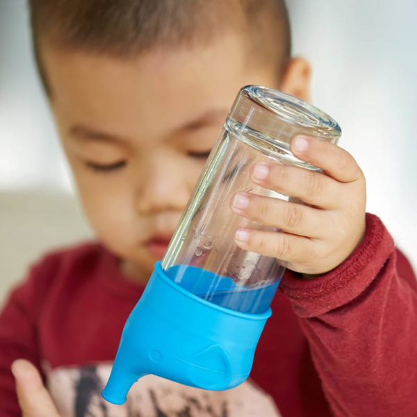 Couvercle bébé éléphant en silicone pour verre | Bleu