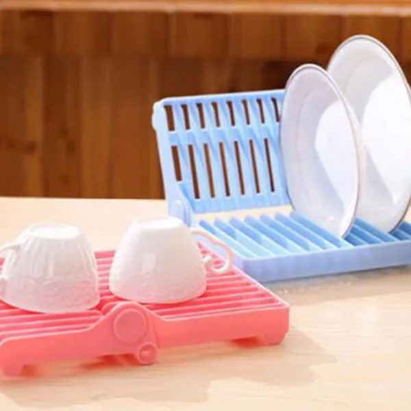Compact Folding Mini Dish Drainer | Pink