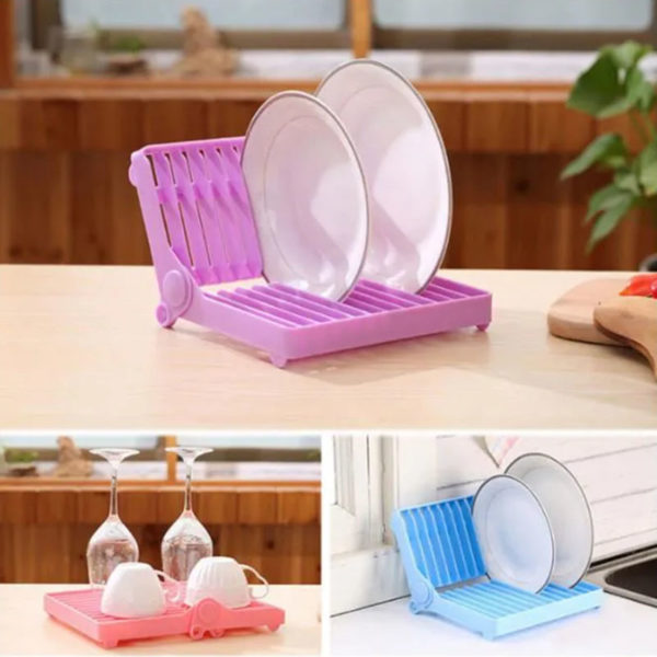 Compact Folding Mini Dish Drainer | Pink