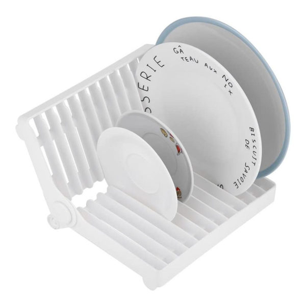 Compact Folding Mini Dish Drainer | White