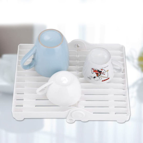 Compact Folding Mini Dish Drainer | White