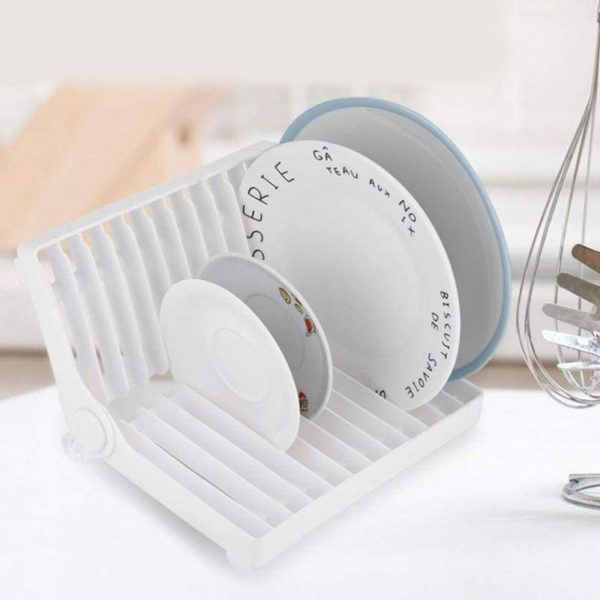 Compact Folding Mini Dish Drainer | White