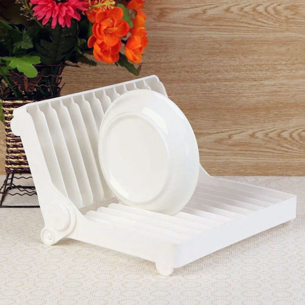 Compact Folding Mini Dish Drainer | White