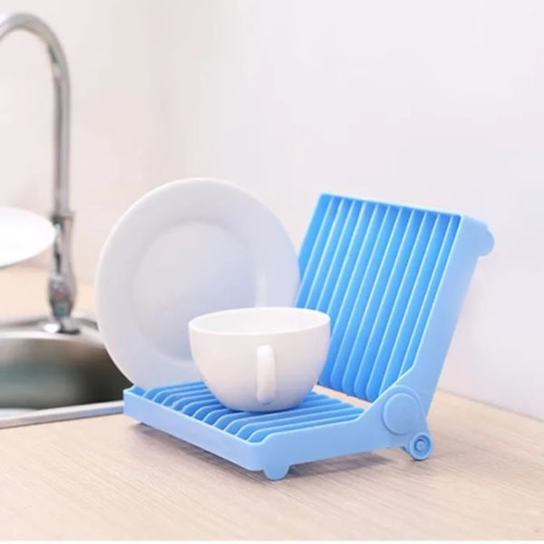 Compact Folding Mini Dish Drainer | Blue