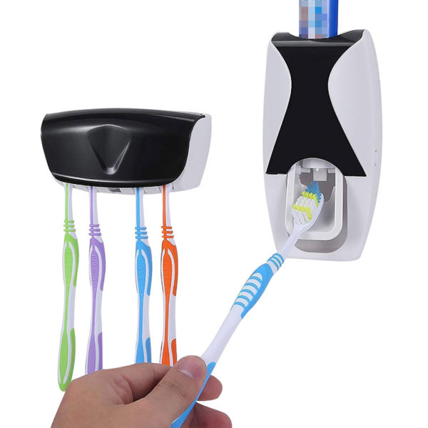 Toothpaste Dispenser and Toothbrush Holder | Black