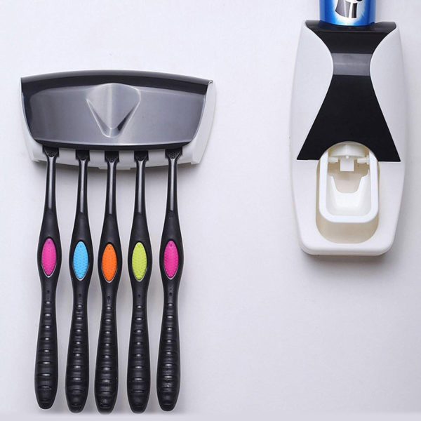 Toothpaste Dispenser and Toothbrush Holder | Black