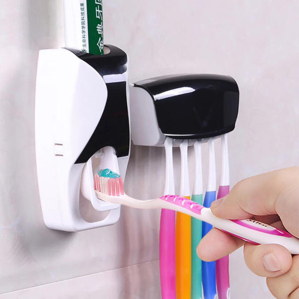 Distributeur de Dentifrice et Porte-Brosses à dents | Rose