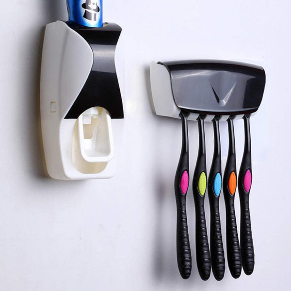 Toothpaste Dispenser and Toothbrush Holder | Black