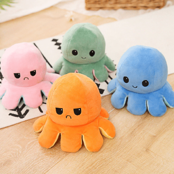 Adorable luminous reversible octopus soft toy | Blue