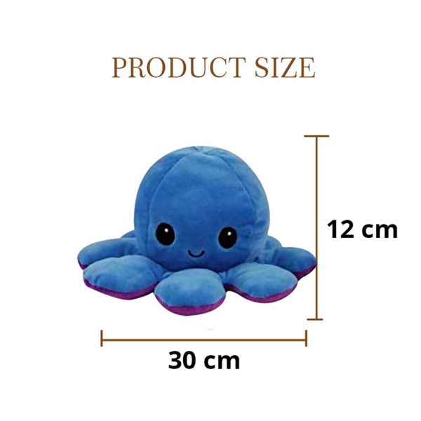 Adorable peluche pieuvre réversible géante | Bleu