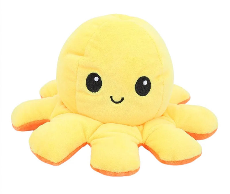 Adorable giant reversible octopus soft toy | Yellow & Orange