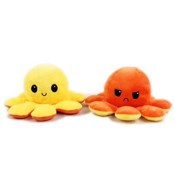 Adorable giant reversible octopus soft toy | Yellow & Orange