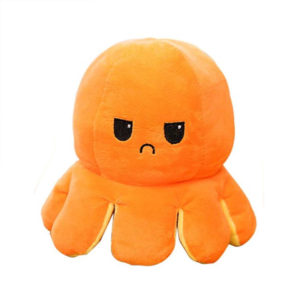 Adorable peluche pieuvre réversible géante | Jaune & Orange