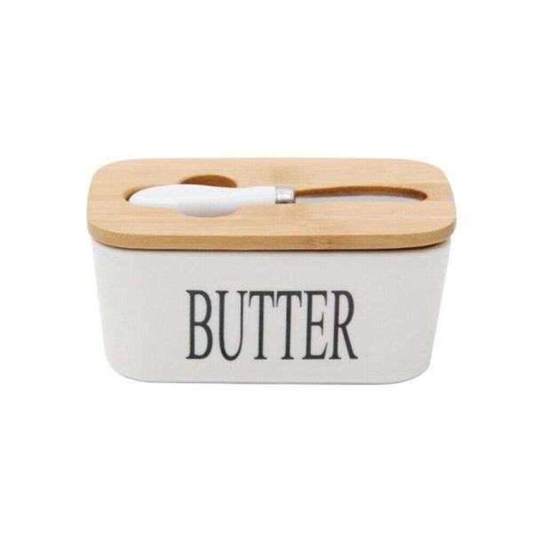 Clever ceramic butter box with knife