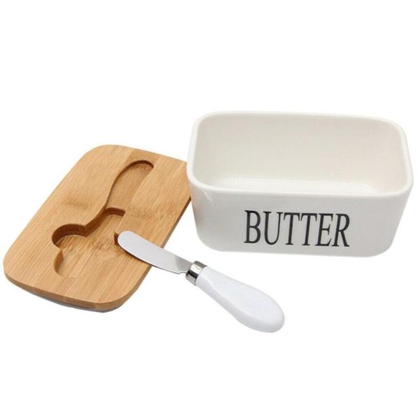 Clever ceramic butter box with knife