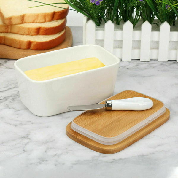 Clever ceramic butter box with knife