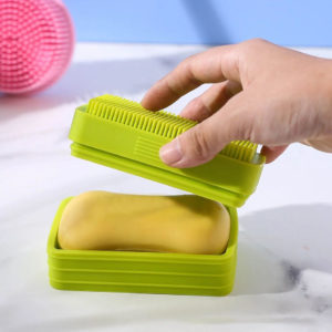 Brosse-boite à savon multifonction en silicone | Vert