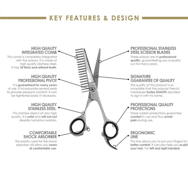 Professional Stainless Steel Scissors-Comb SORIBA