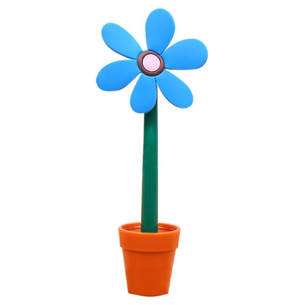 Stylo Fleur avec son pot | Bleu