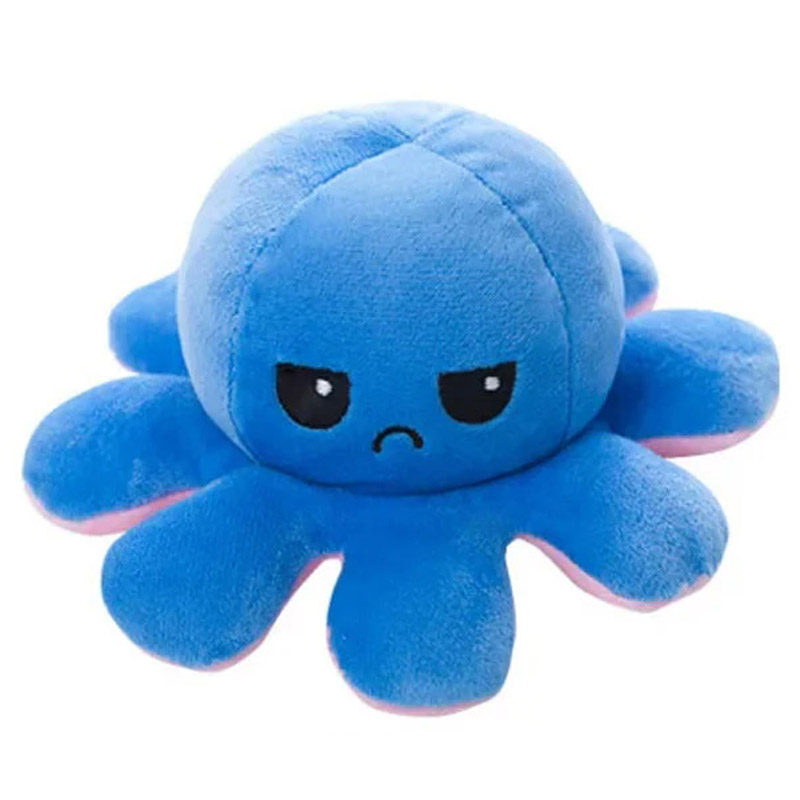 Adorable peluche pieuvre réversible géante | Rose & Bleu