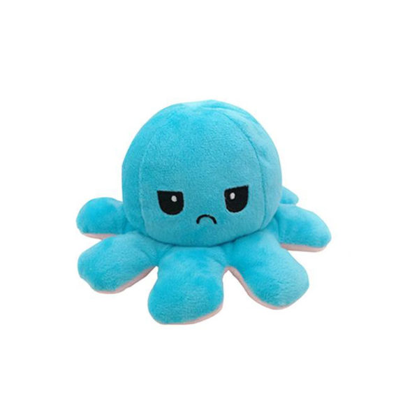 Adorable peluche pieuvre réversible lumineuse | Bleu et Rose