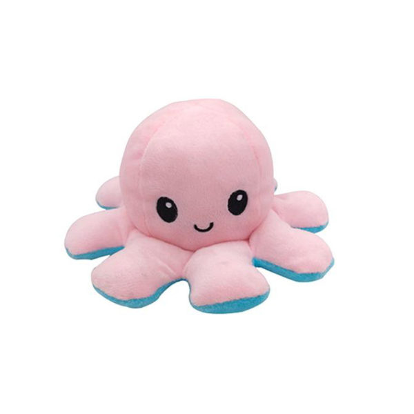 Adorable luminous reversible octopus soft toy | Light pink & Blue
