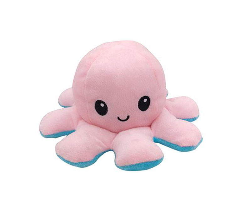 Adorable luminous reversible octopus soft toy | Light pink & Blue