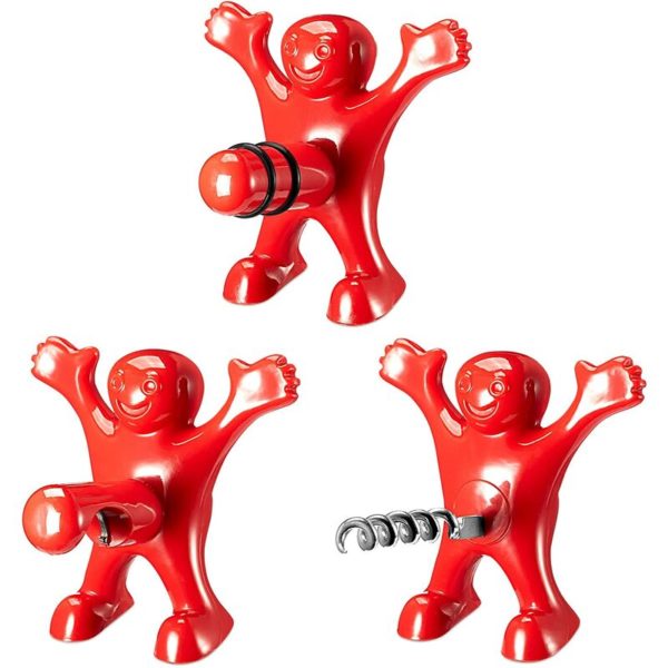 Lot de 3 Bonhommes coquins rouges pour bouteille