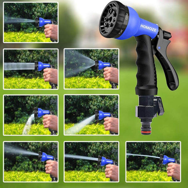 Pistolet de tuyau de jardin innovant avec 7 types de jets | Bleu