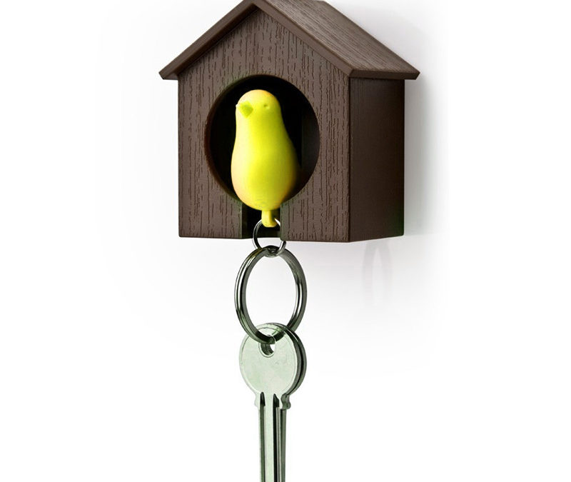 Bird Whistle Keyring | Yellow & Brown